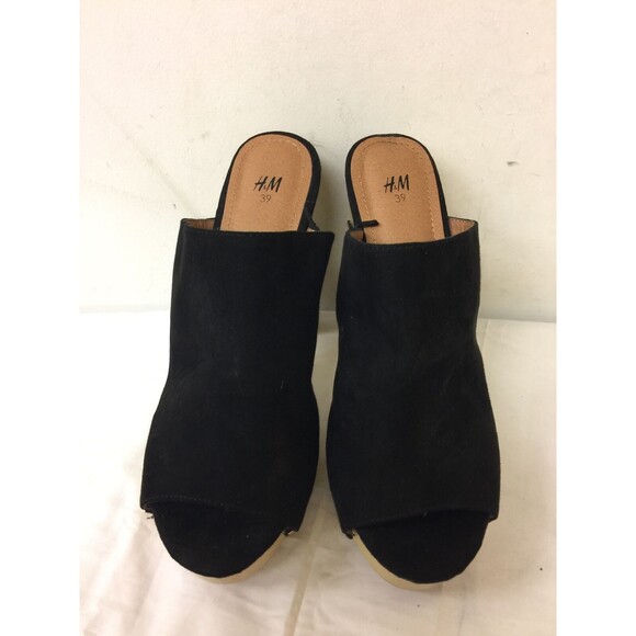 H&M women Platform slip on open toes  black Sandals~Size EUR 39 US 8 - Picture 2 of 12